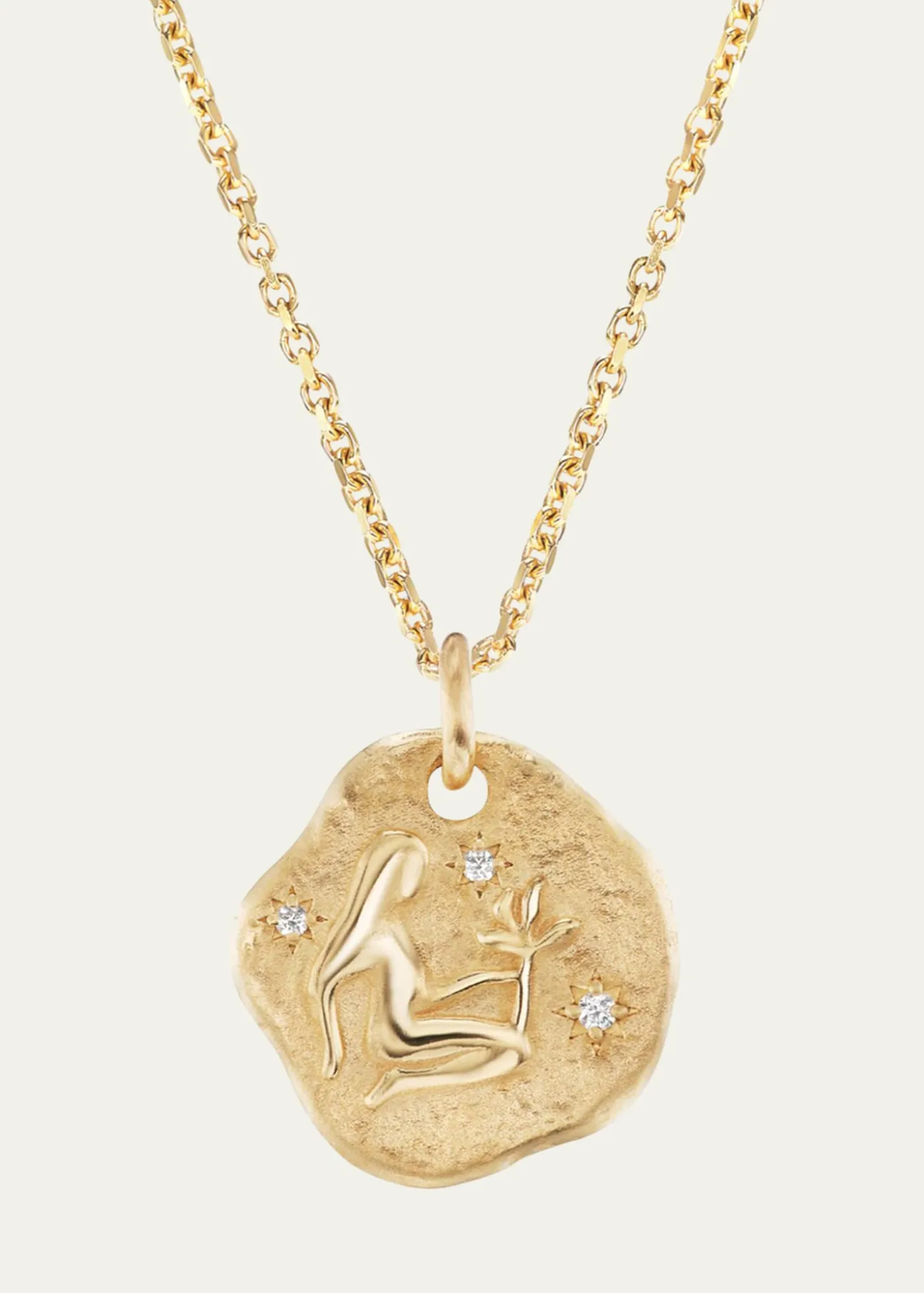 Aaryah18K Yellow Gold Mini Diamond Zodiac Pendant Necklace