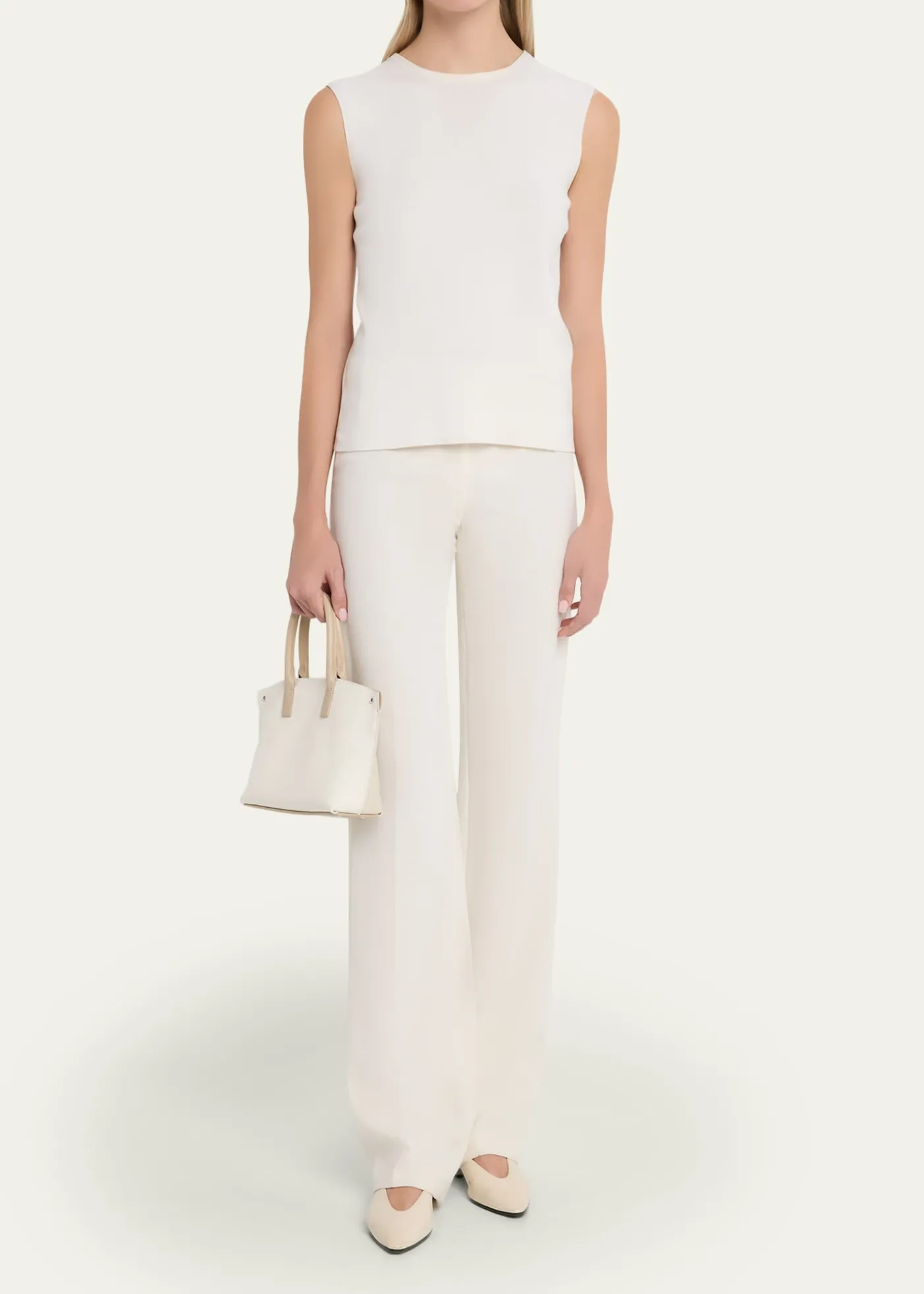 AkrisAi Two-Tone Leather Tote Bag