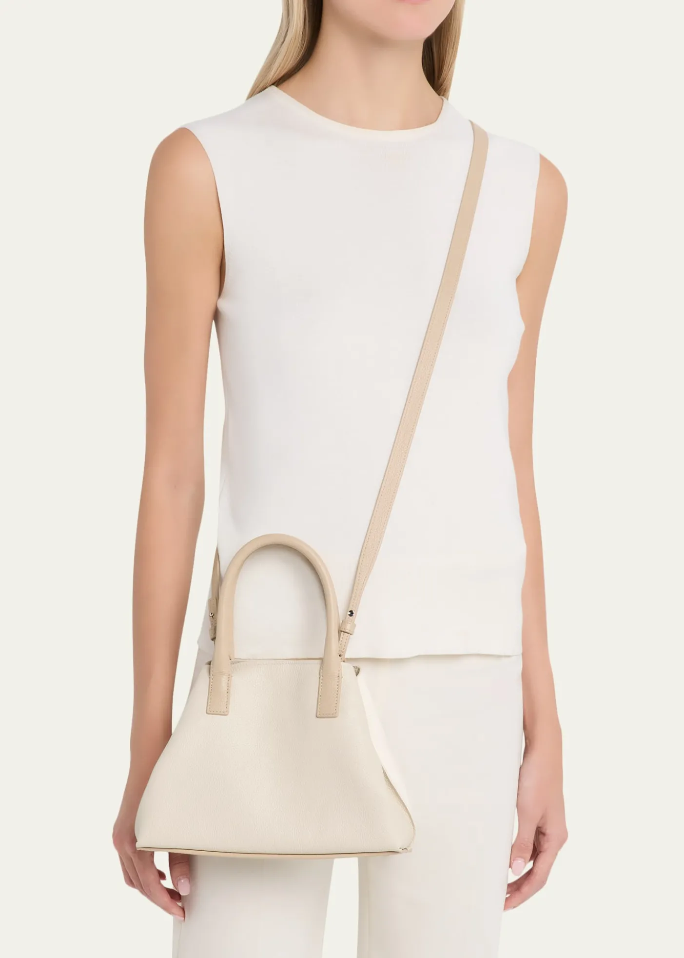 AkrisAi Two-Tone Leather Tote Bag