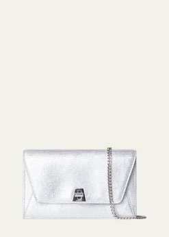 AkrisAnouk Lizard-Print Clutch Bag w/ Chain