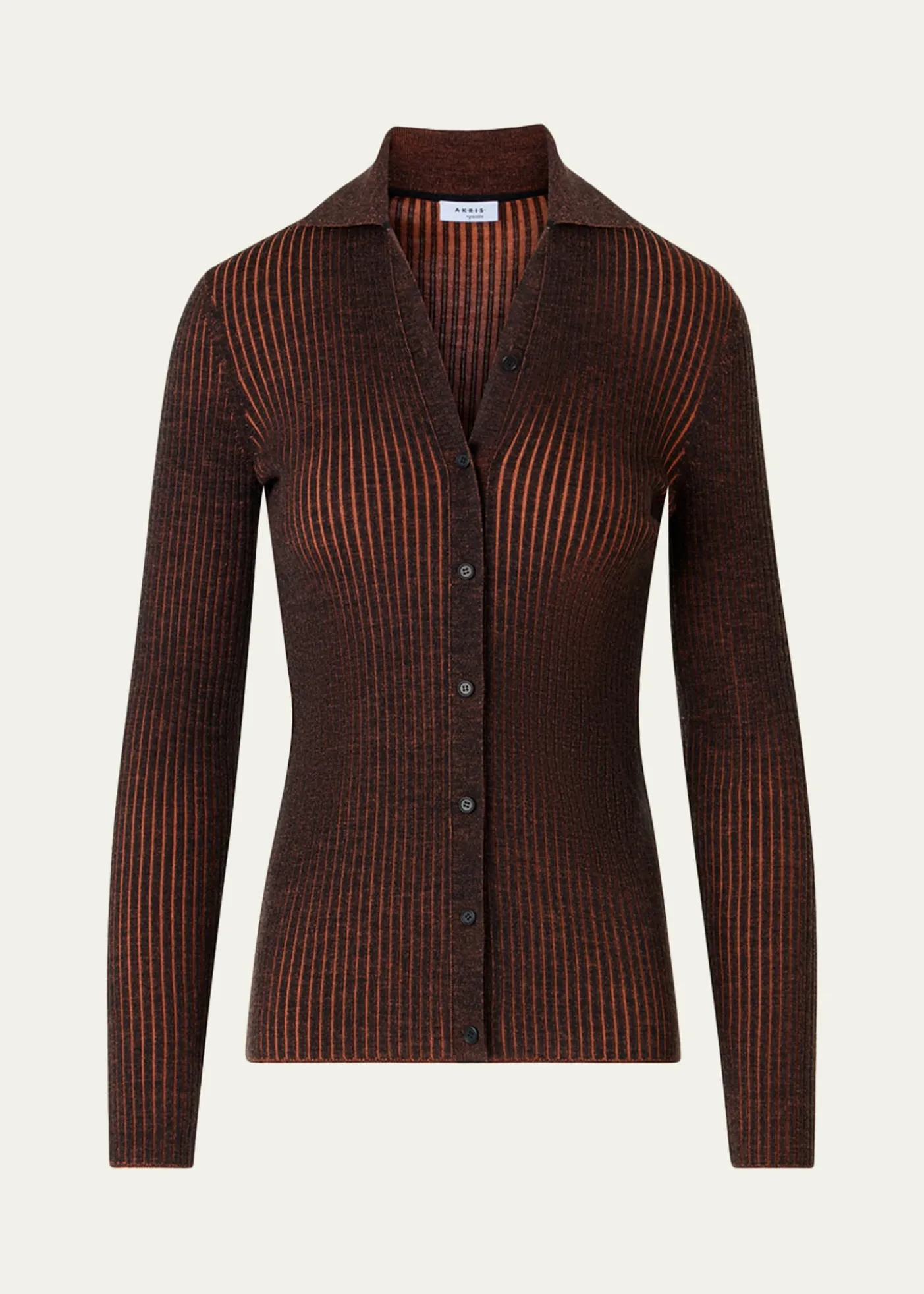 Akris puntoTwo-Tone Ribbed Merino Cardigan