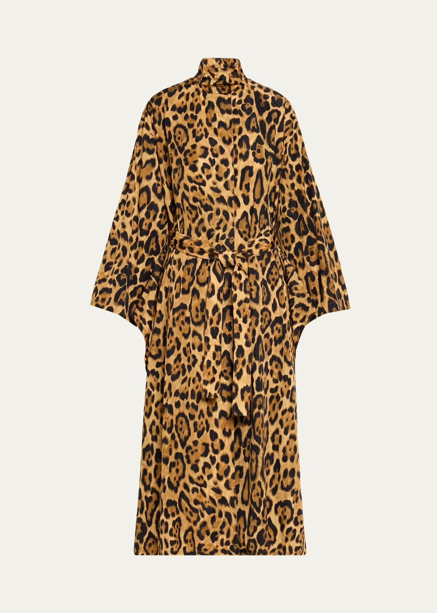 ALAIAPleated Leopard-Print Nylon Belted Trench Coat