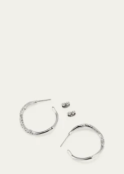 Alexis BittarMedium Two-Toned Pave Hoop Earrings