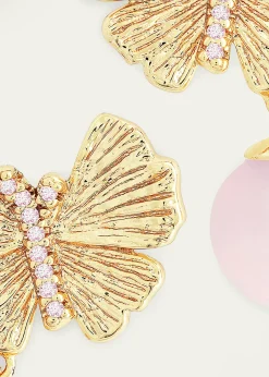 Anabel Aram JewelryButterfly with Rose Quartz Drop Earrings