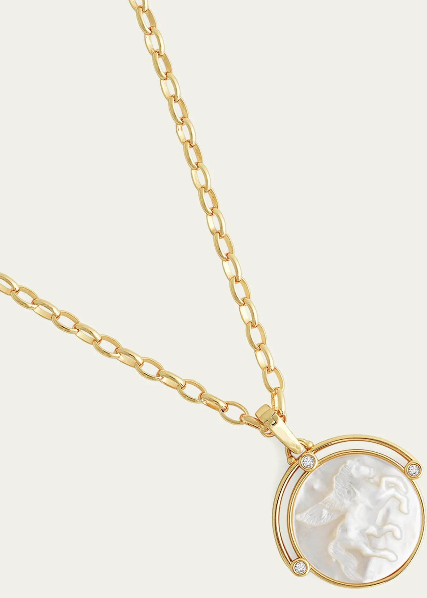 Anabel Aram JewelryPegasus Mother-of-Pearl Coin Pendant Necklace