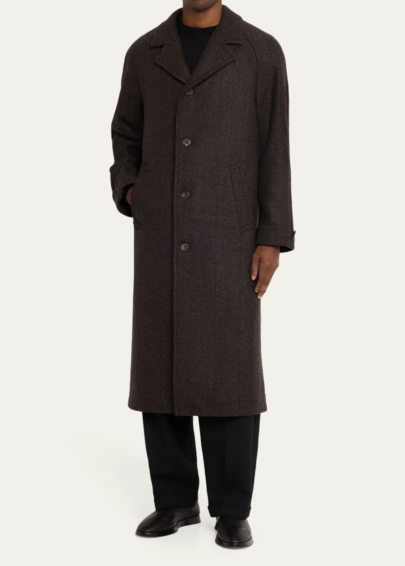 Anderson & SheppardMen's Herringbone Wool Overcoat