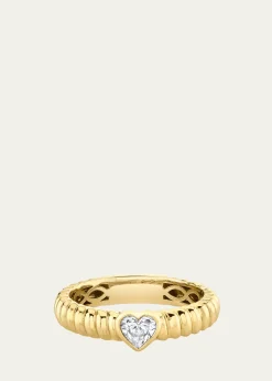 Anita Ko18K Yellow Gold Thin Zoe Ring with Heart Diamond