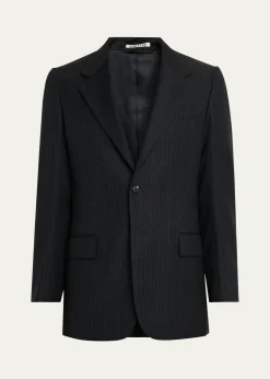AURALEEMen's Wool Hairline Stripe Two-Button Sport Coat
