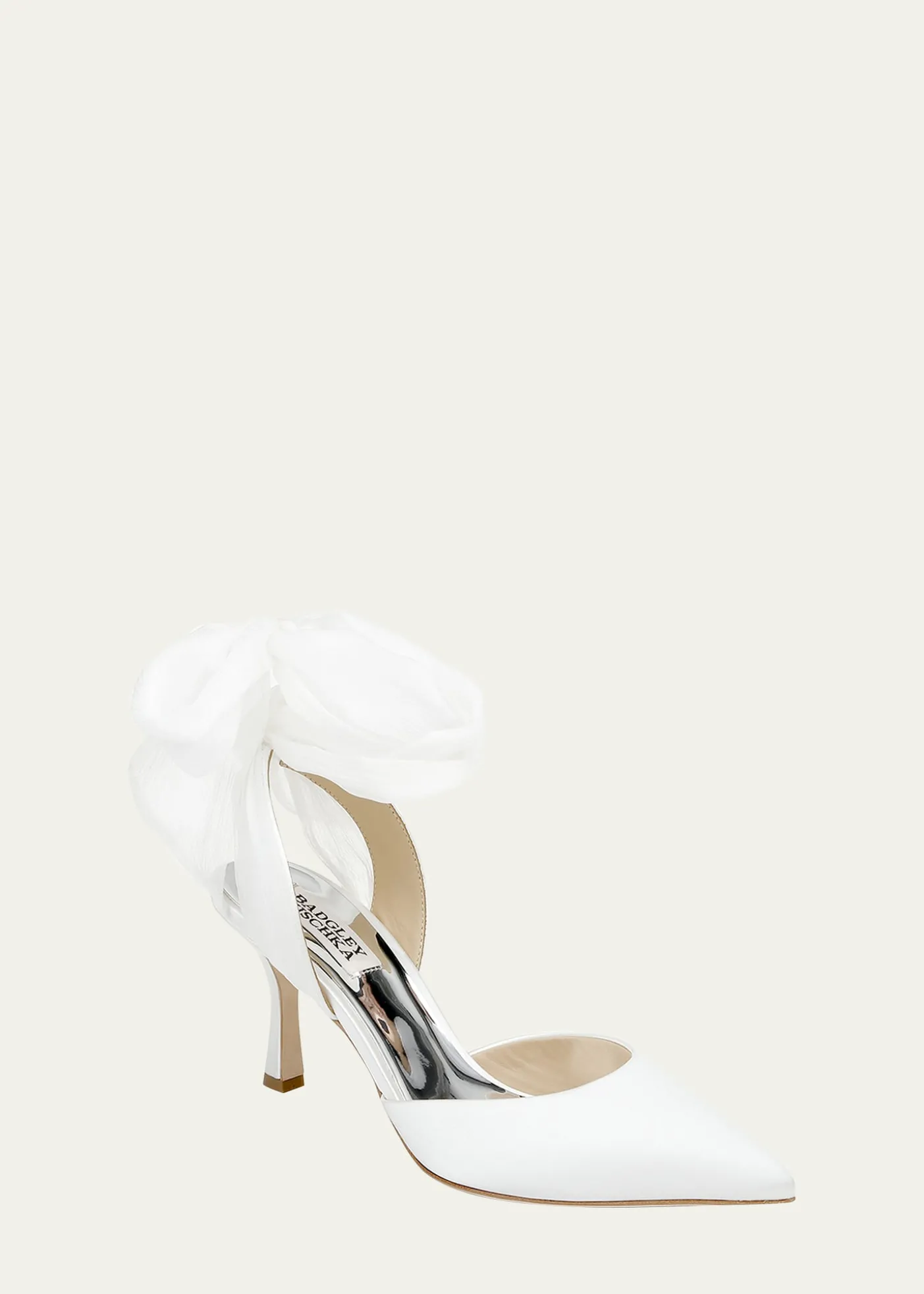 Badgley MischkaBlaze Satin Ankle-Wrap Halter Pumps