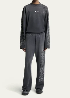 BalenciagaMen's Faded Terry Logo Tape Relaxed-Fit Sweatpants