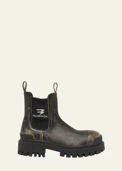 BalenciagaMen's Strike Worn-Out Leather Chelsea Boots