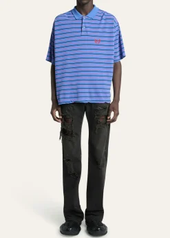 BalenciagaMen's Striped Pique Polo Shirt