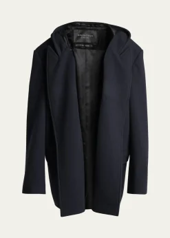 BalenciagaMen's Wool Oversized Hooded Short Coat