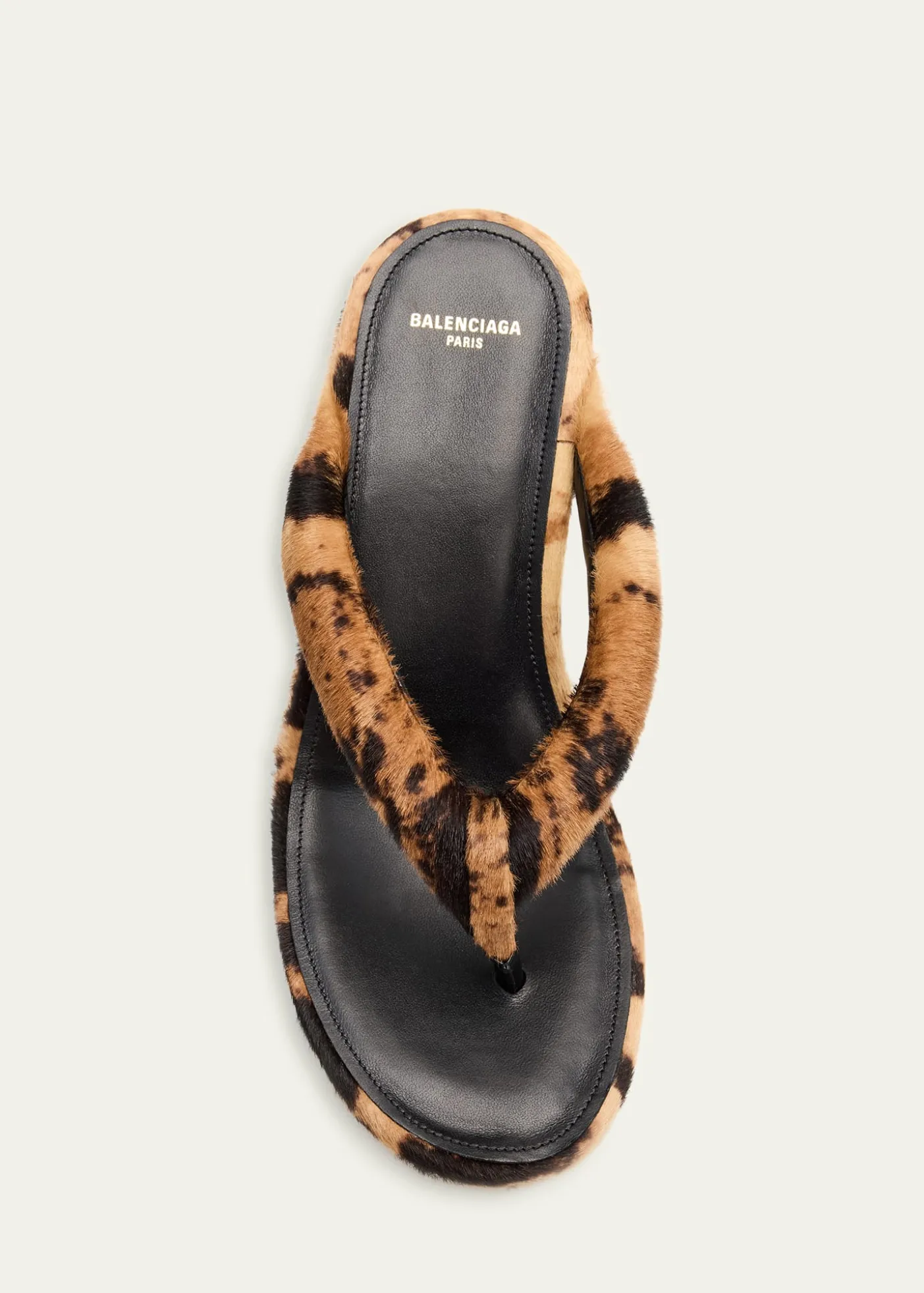 Balenciaga90mm Gaeta Calf Hair Wedge Thong Sandals