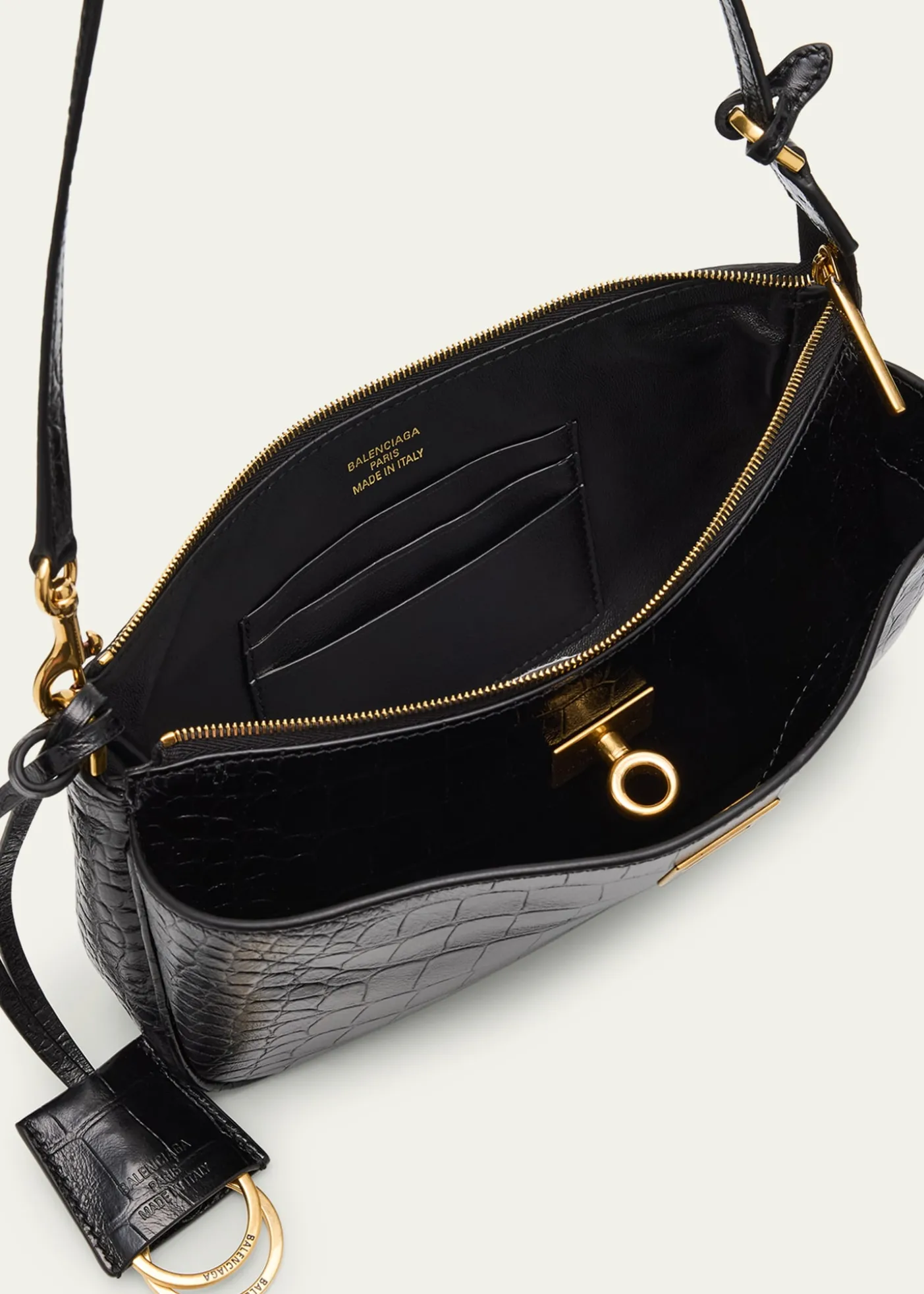 BalenciagaRodeo Croc-Embossed Leather Pochette