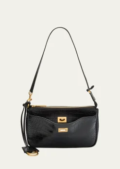 BalenciagaRodeo Croc-Embossed Leather Pochette