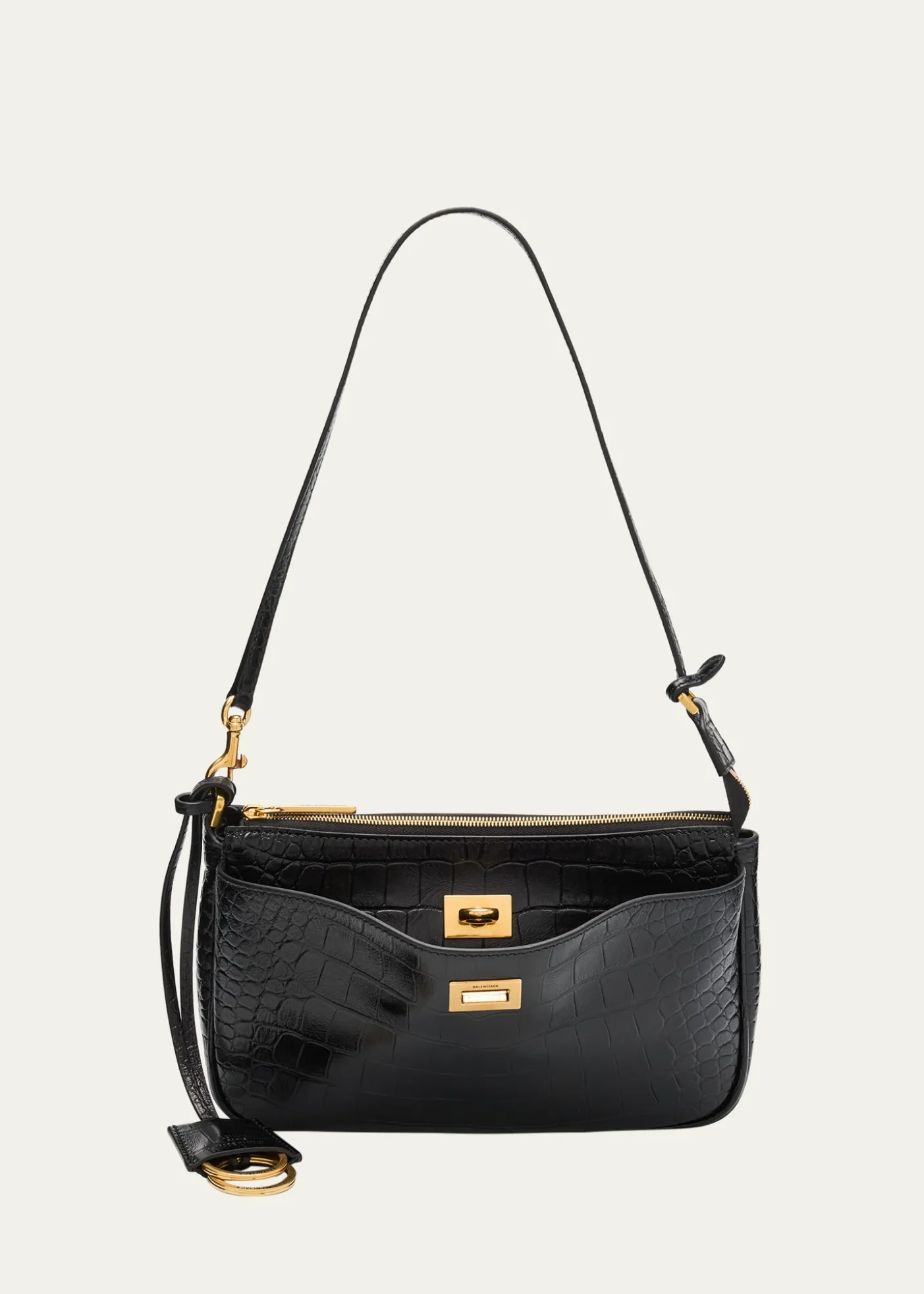 BalenciagaRodeo Croc-Embossed Leather Pochette