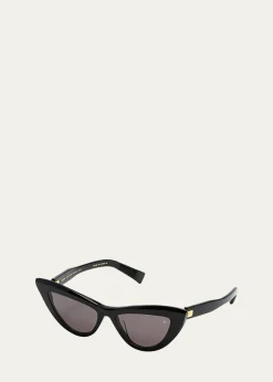 BalmainMonogram Acetate & Titanium Cat-Eye Sunglasses
