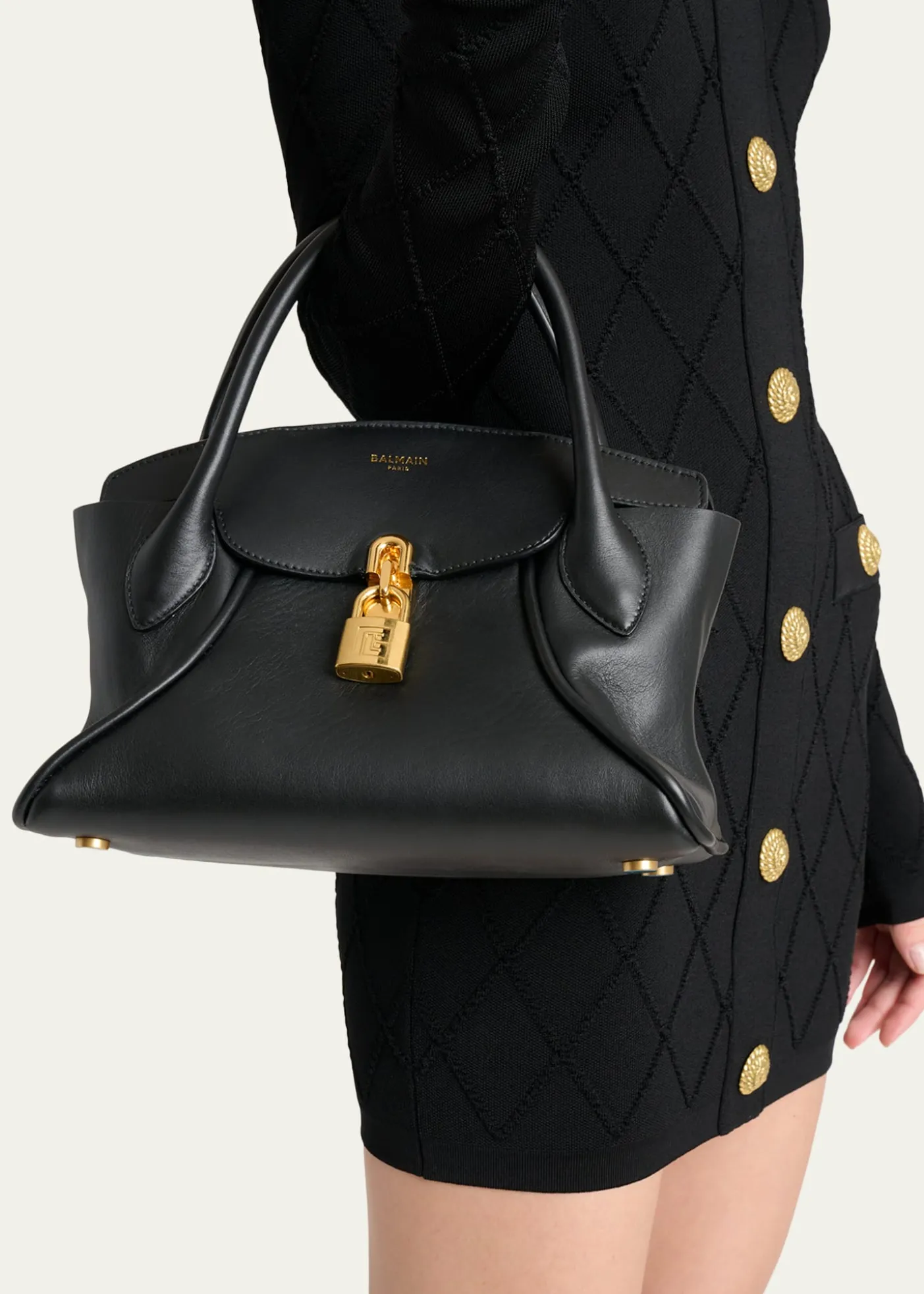 BalmainPulse Leather Top-Handle Bag