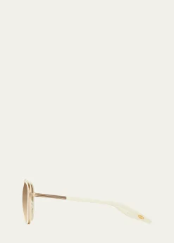 Barton PerreiraMen's Cani Zyl and Titanium Aviator Sunglasses