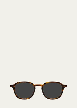Barton PerreiraMen's Keyhole-Bridge Acetate Square Sunglasses