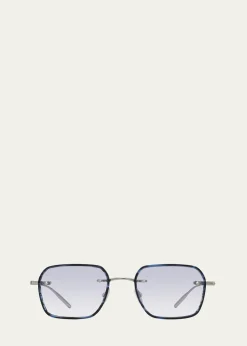 Barton PerreiraMen's Louie Titanium and Acetate Square Sunglasses