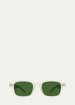 Barton PerreiraMen's Transparent-Acetate Rectangle Sunglasses