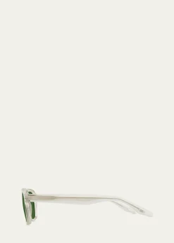 Barton PerreiraMen's Transparent-Acetate Rectangle Sunglasses