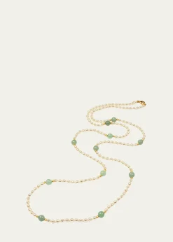 Ben-AmunHippie Jade Bead & Pearly Long Necklace