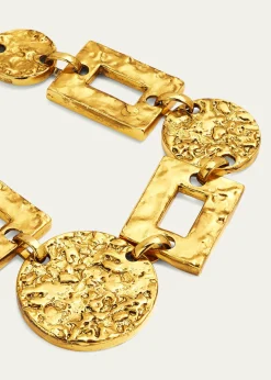 Ben-Amun24k Gold Electroplated Textured Statement Round And Rectangular Necklace