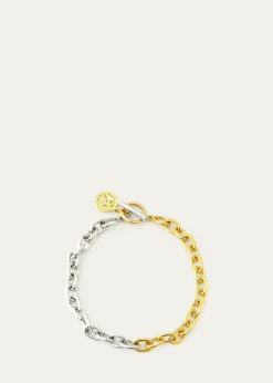 Ben-AmunTwo-Tone Link Necklace with Logo, 16