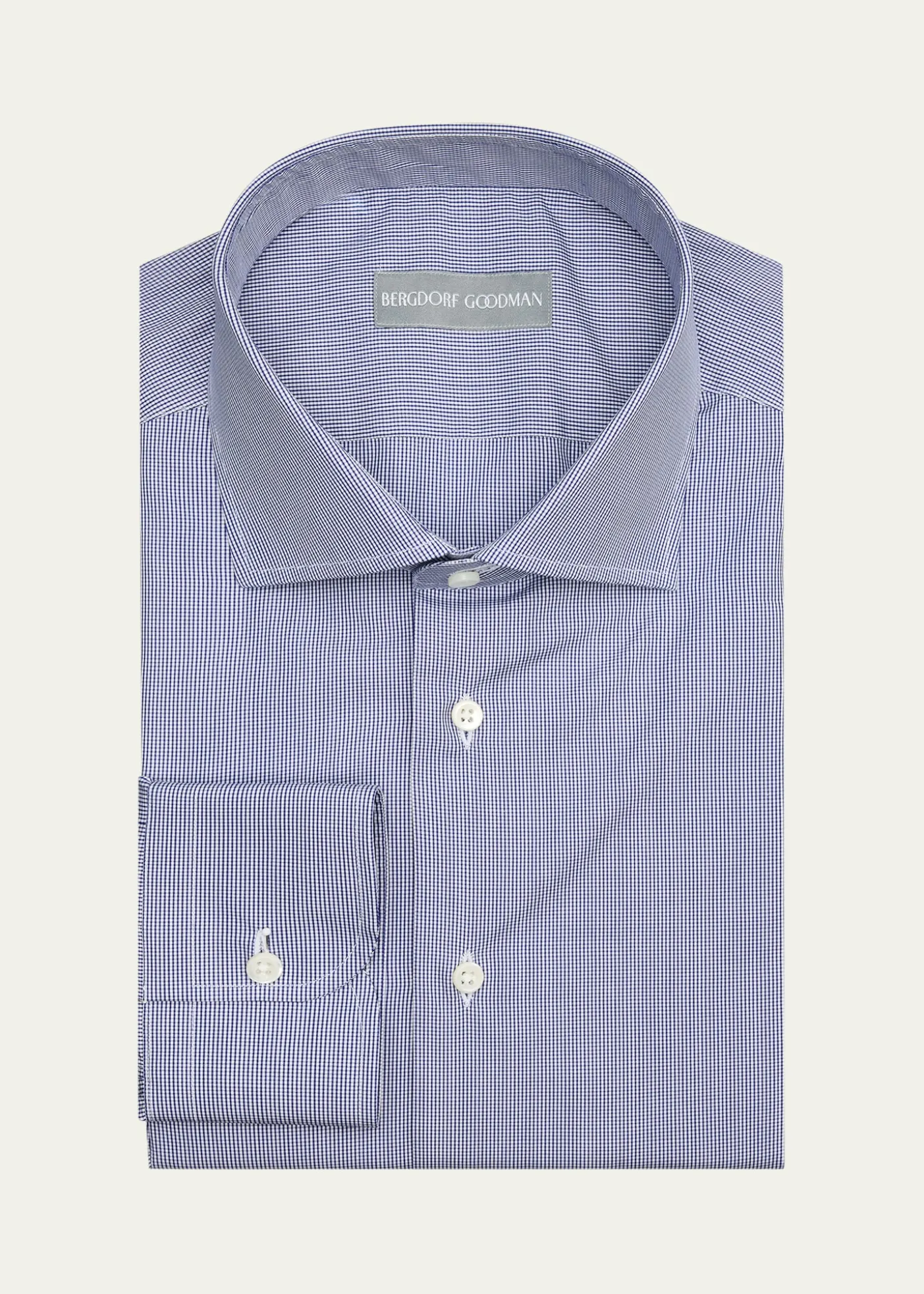 Bergdorf GoodmanMen's Cotton Micro-Check Spread Collar Dress Shirt