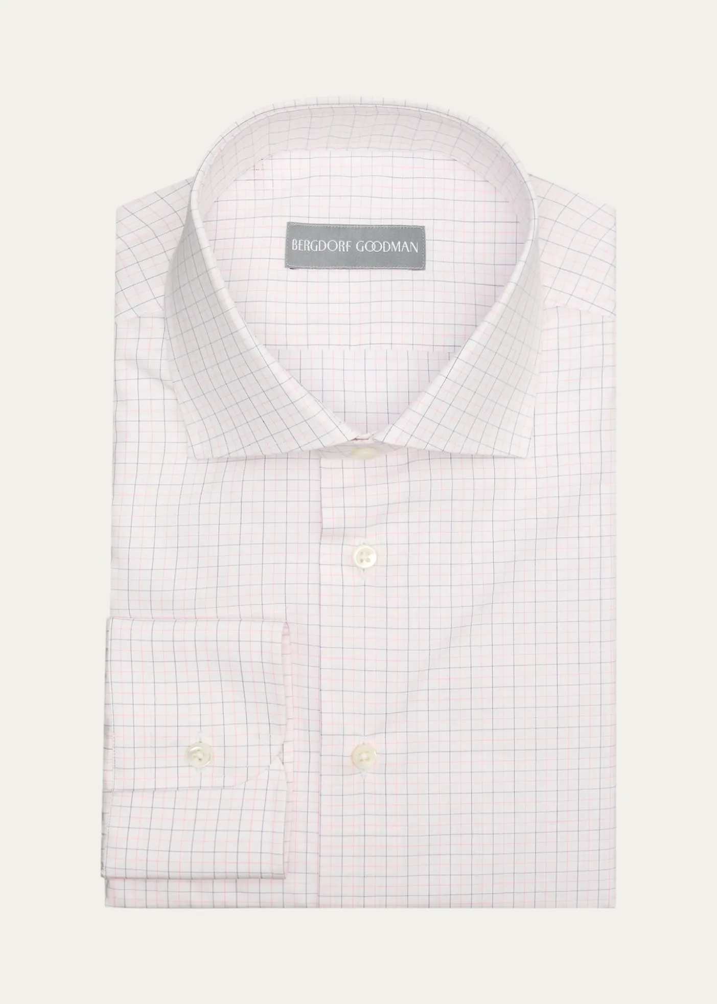 Bergdorf GoodmanMen's Cotton Grid Check Spread Collar Dress Shirt