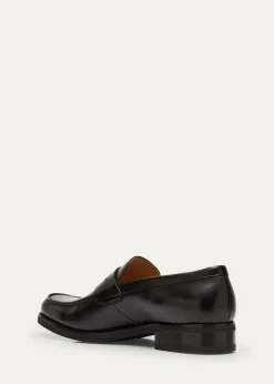 Bergdorf GoodmanMen's Brushed Leather Rubber-Sole Penny Loafers