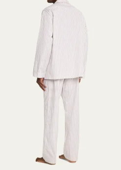 Bergdorf GoodmanMen's Cotton Pinstripe Long Pajama Set
