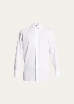 Bergdorf GoodmanMen's Formal Twill Fly-Front Dress Shirt