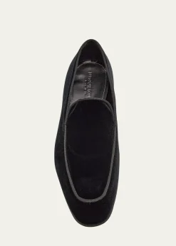 Bergdorf GoodmanMen's Piped Velvet Apron-Toe Venetian Loafers