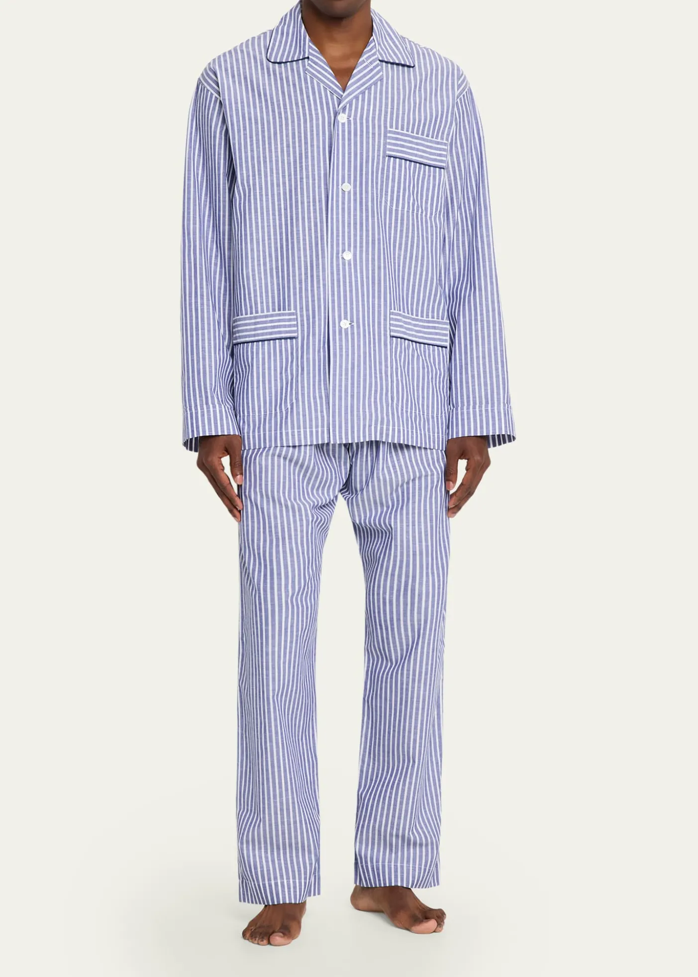 Bergdorf GoodmanMen's Striped Cotton Pajama Shirt