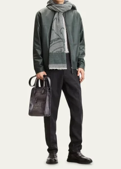 BerlutiMen's B-Way Scritto Leather Hooded Jacket