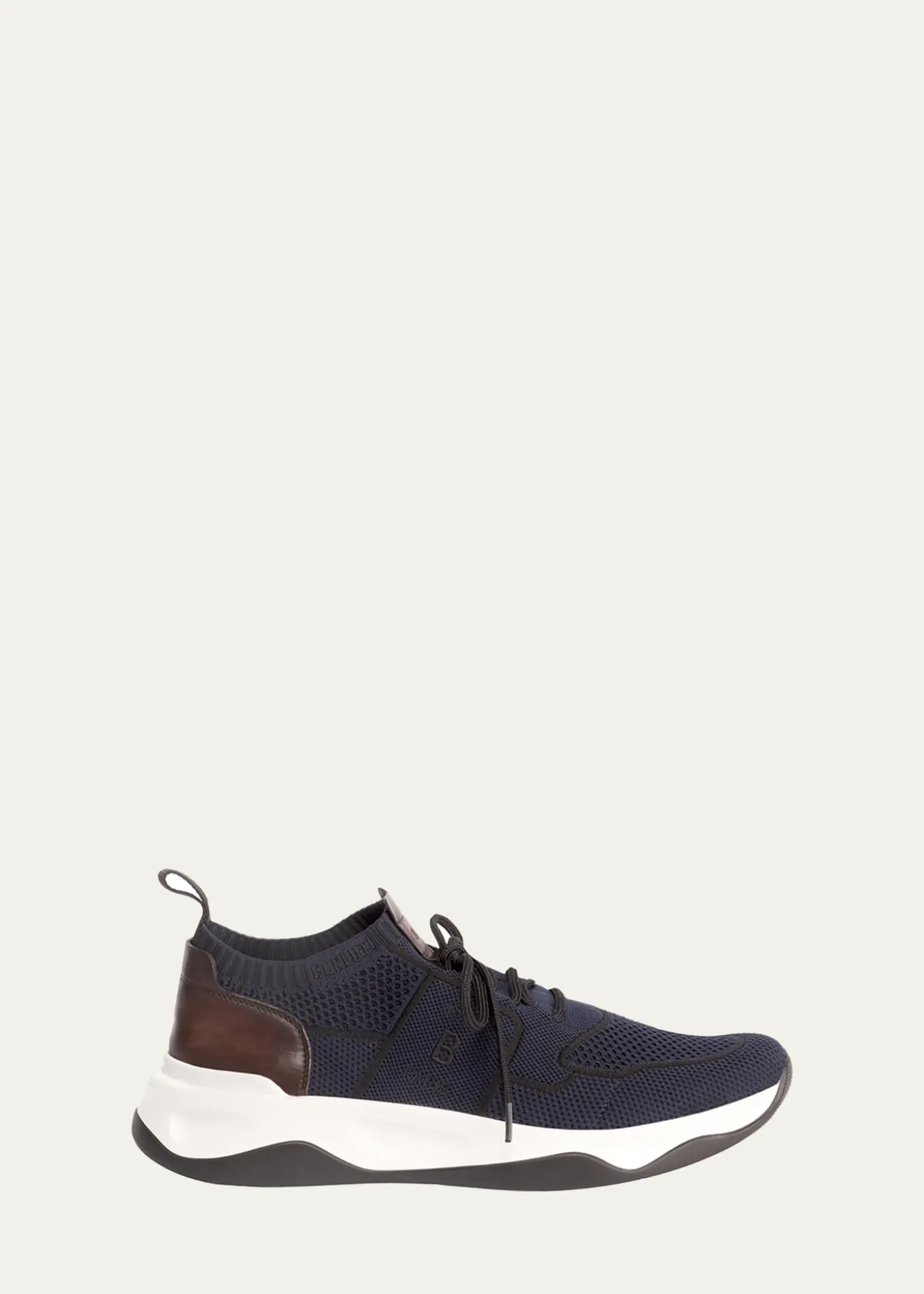 BerlutiMen's Shadow Knit Sneaker with Leather Details