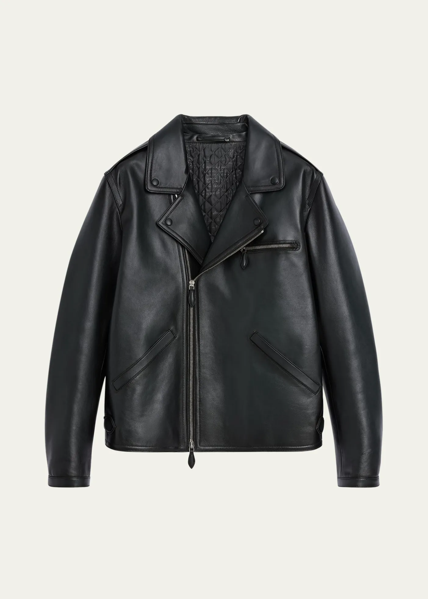 BerlutiMen's Un Jour Patina Leather Moto Jacket