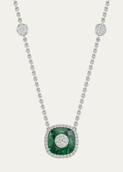 Bhansali18K White Gold 10mm Cushion-Cut Fusion Necklace with Diamonds