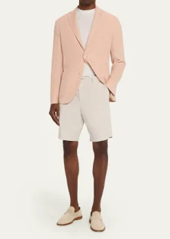 BoglioliMen's Linen and Wool Herringbone Single-Breasted Blazer