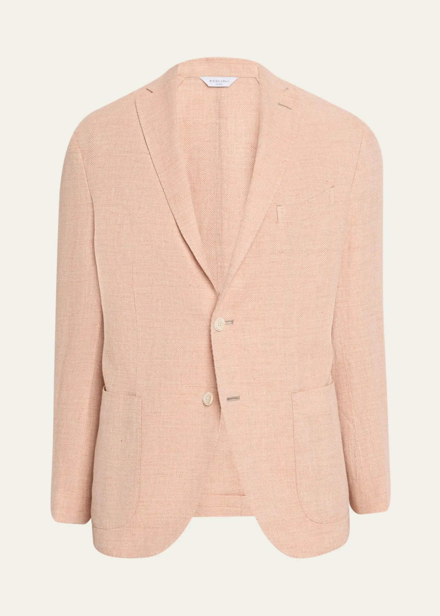 BoglioliMen's Linen and Wool Herringbone Single-Breasted Blazer