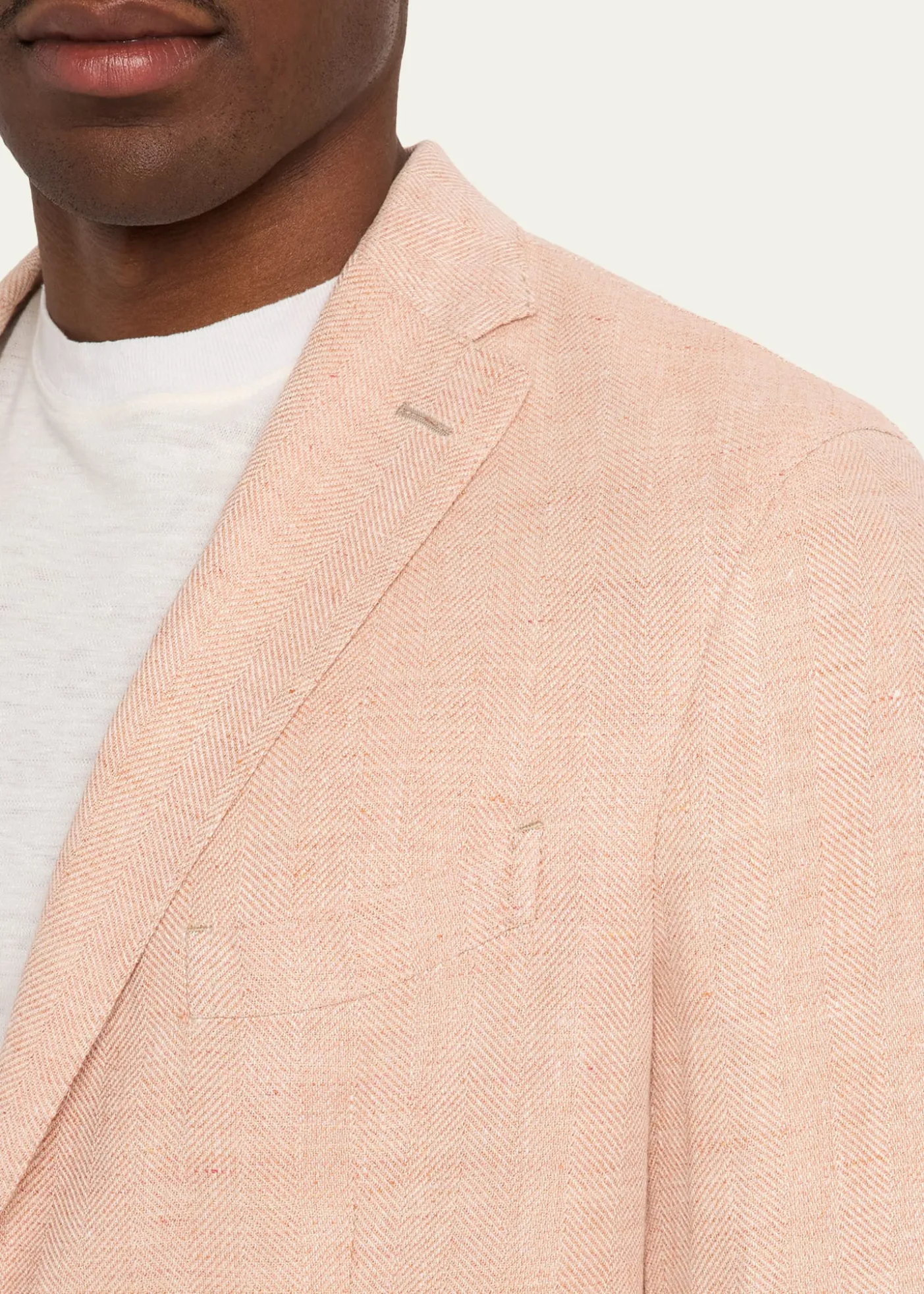 BoglioliMen's Linen and Wool Herringbone Single-Breasted Blazer
