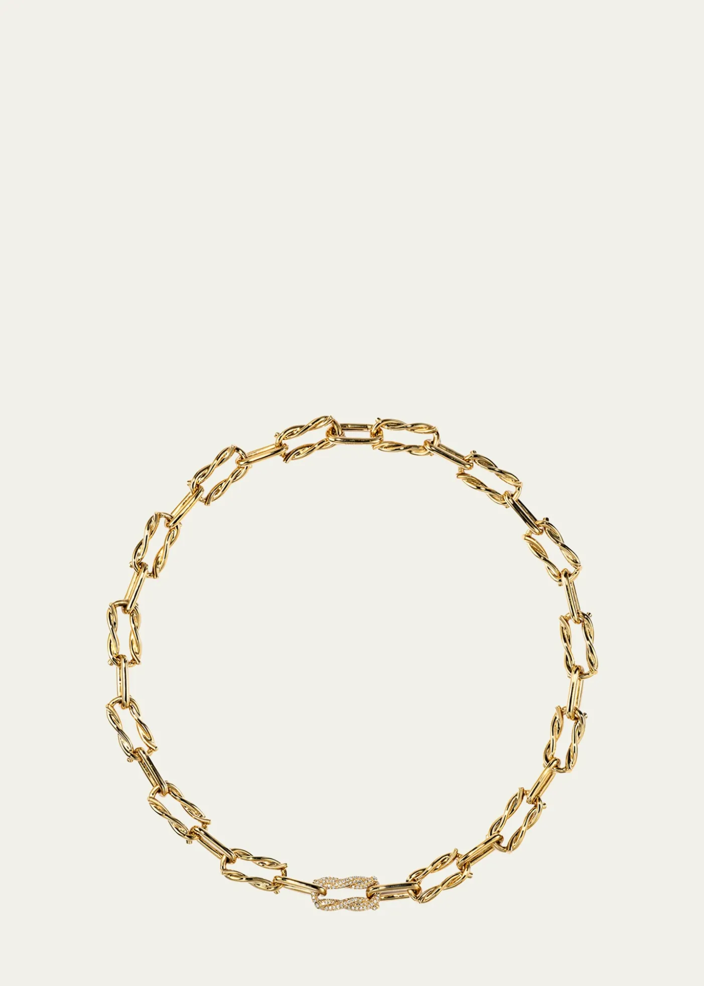 BoochierTies 18K Gold Single Diamond Pave Link Necklace
