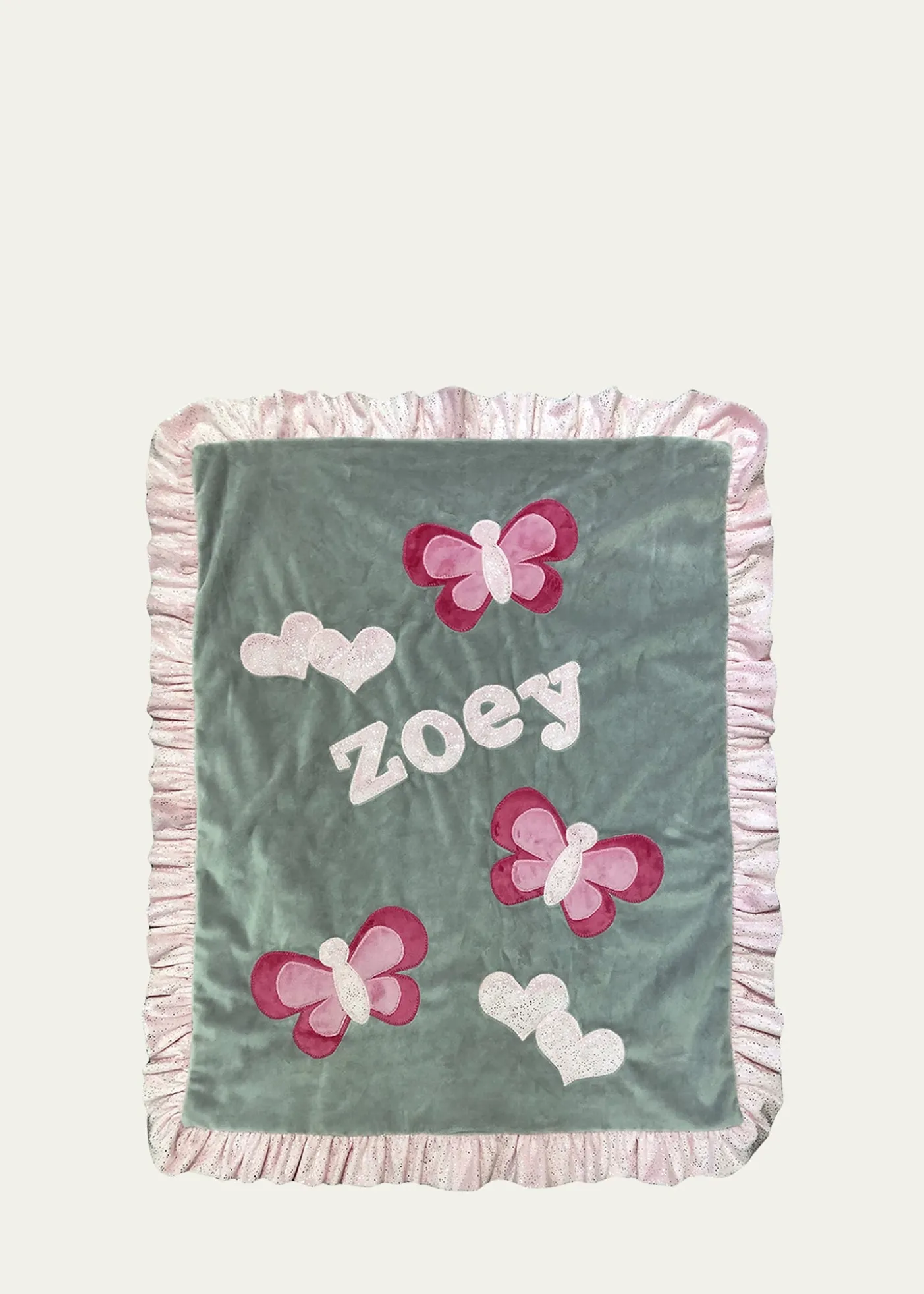 Boogie BabyGirl's Fly Fly Butterfly Ruffle Blanket, Personalized