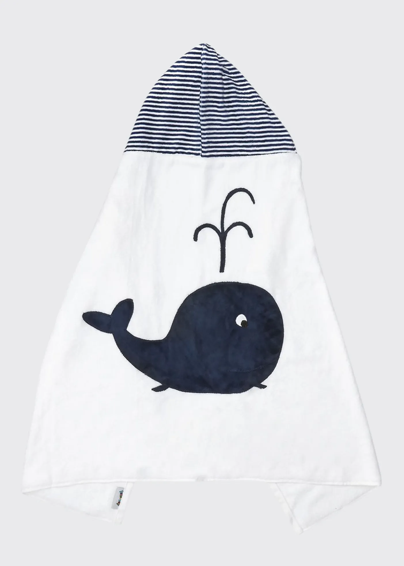 Boogie BabyHooded Whale Towel, White/Blue