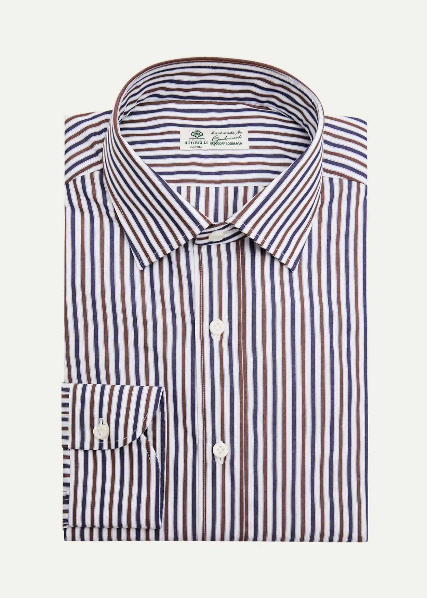 BorrelliMen's Bicolor Stripe Cotton Dress Shirt