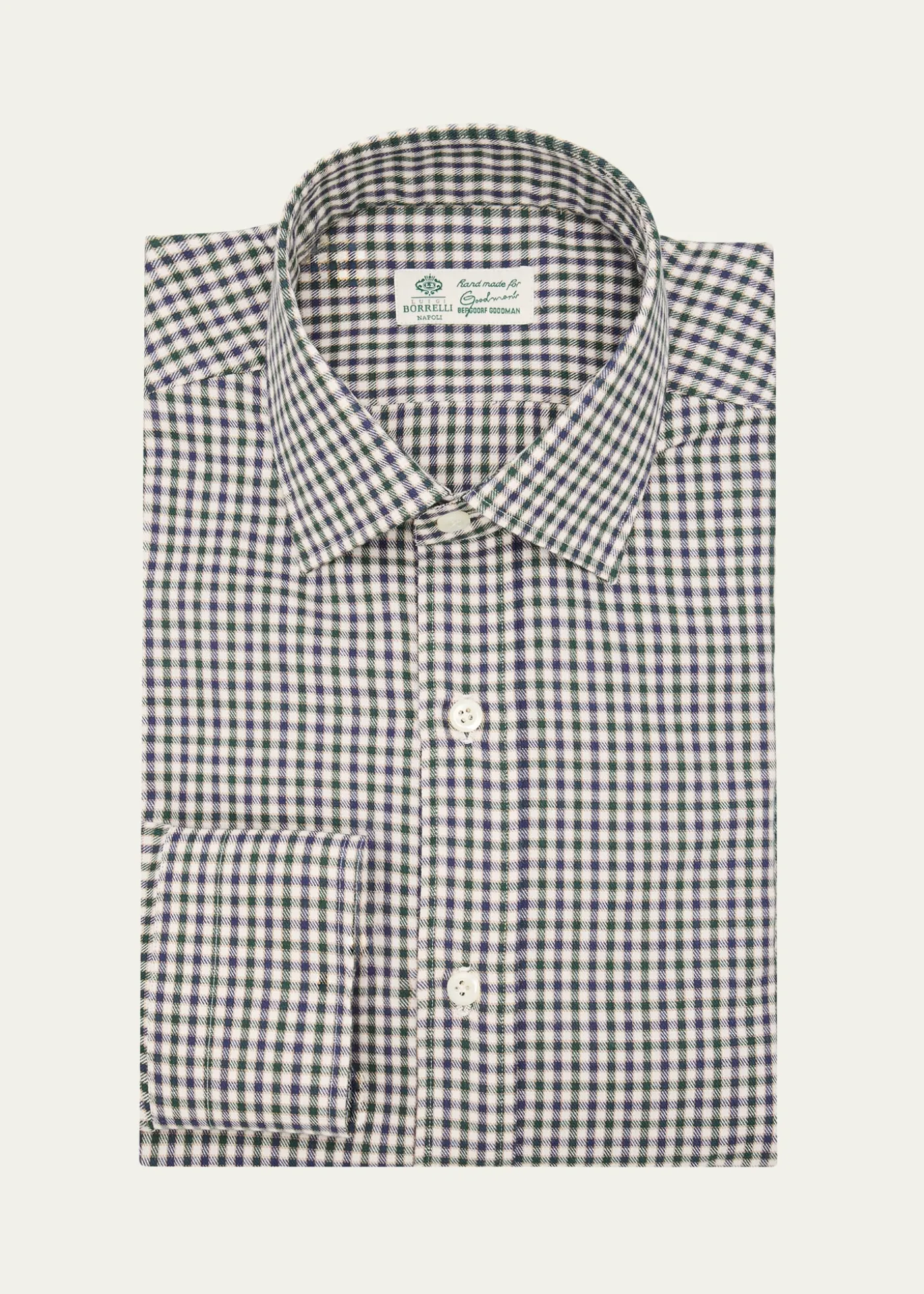 BorrelliMen's Cotton Multi-Check Point Collar Dress Shirt